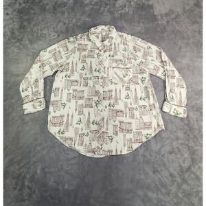 Aerie Women's Sz L Boyfriend Flannel Pajama Top Button Up Sleepwear Lounge C30